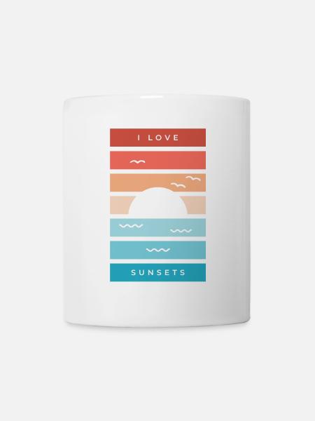 Ich liebe Sonnenuntergänge – Zitat für Strandliebhaber - Tasse - Weiß