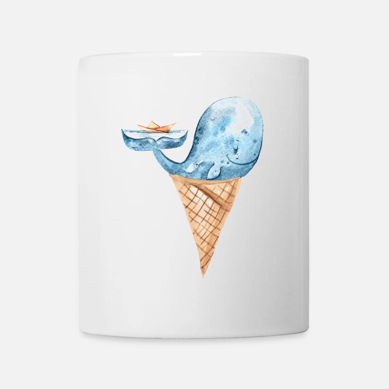 Eis Wal mit Schiff Fantasy Ozean Design - Tasse - Weiß