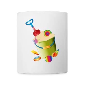 Jouets de sable sur la plage avec des coquillages colorés - Mug blanc - blanc - Devant