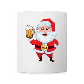 Santa mit Bierkrug  - Tasse - Weiß - Vorne