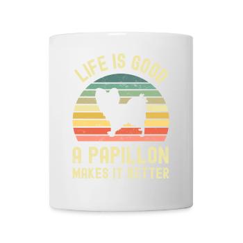 Hund Papillon - Tasse - Weiß - Vorne