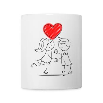Herz Design mit Pastellfarben und Skizzenstil - Tasse - Weiß - Vorne