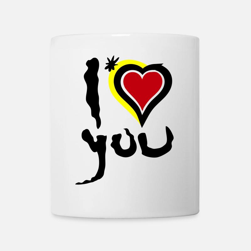 Ich liebe dich Herz Abstrakte Kunst Valentinstag - Tasse - Weiß