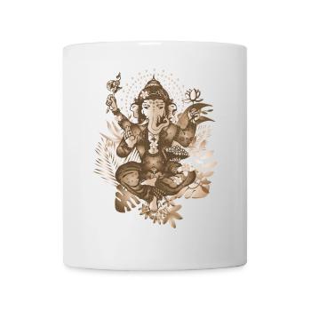 Ganesha ein Gott mit Elefantenkopf im Sepia Stil - Tasse - Weiß - Vorne