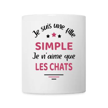 Fille simple chat humour chat - Mug blanc - blanc - Devant