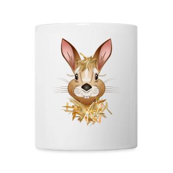 funny rabbit hides in the straw - Mug - white - Front