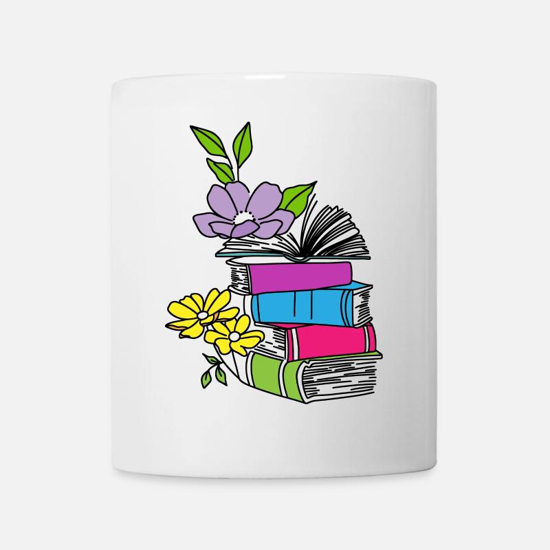 Books with flowers - Mug - white