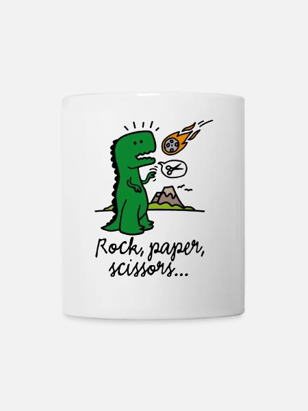 Rock paper scissors T-rex lustig Dinosaurier Komet - Tasse - Weiß