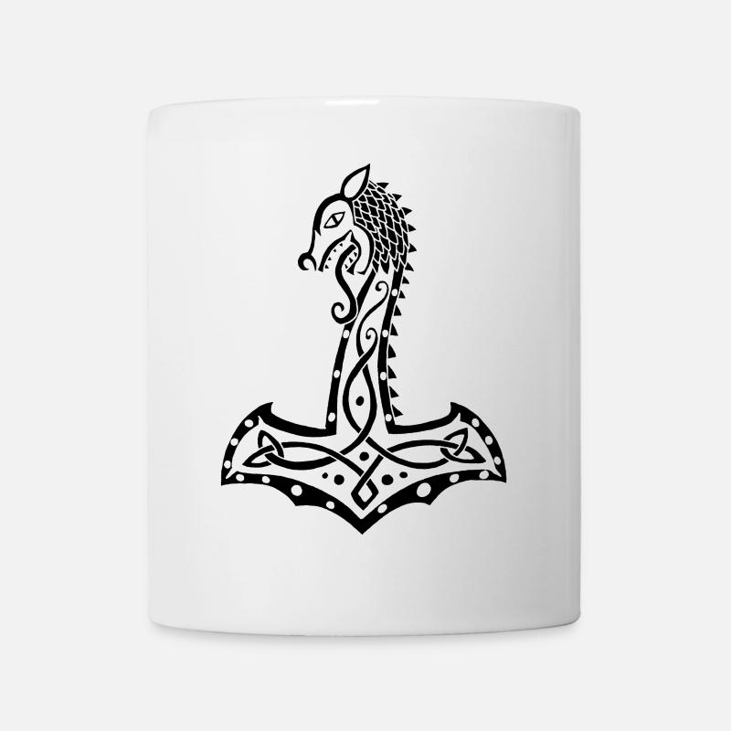 Loup noir et marteau de Thor - Mug blanc - blanc