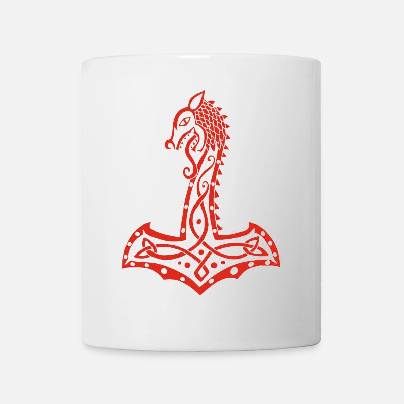 Loup rouge et marteau de Thor - Mug blanc - blanc