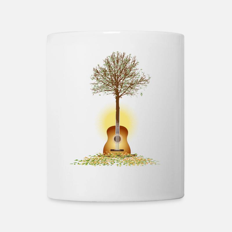 strahlendes surreales Gitarren Motiv mit Baum - Tasse - Weiß