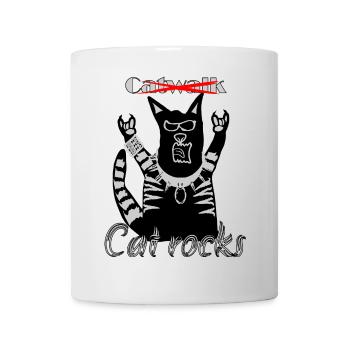Funny Cat Rocks Heavy Metal Festival Motif - Mug - white - Front