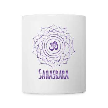 Mandala Om Sahasrara Violet Design - Mug blanc - blanc - Devant