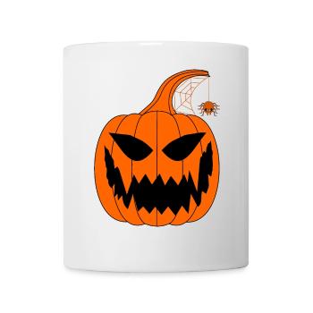 Halloween Kürbis mit Spinne - Tasse - Weiß - Vorne
