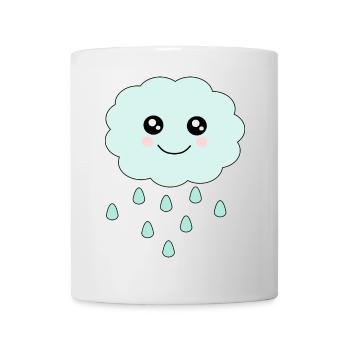 Kawaii Wolke Kawaii Chibi Kawaii Gesicht - Tasse - Weiß - Vorne