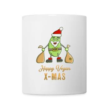 Ein veganer Soja Weihnachtsmann Happy Xmas - Tasse - Weiß - Vorne