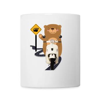 Ours brun cyclomoteur - Mug blanc - blanc - Devant