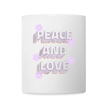 Peace and Love Retro - Tasse - Weiß - Vorne