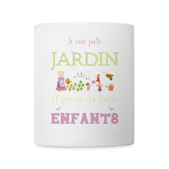 Je veux juste mon jardin et mes p'tis enfants - Mug blanc - blanc - Devant