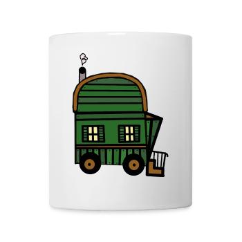 Bauwagen Haus Hütte Immobilie wohnen Öko - Tasse - Weiß - Vorne