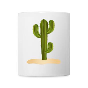 large green cactus in the desert in the sand - Mug - white - Front