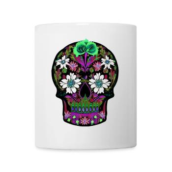 Floral Sugar Skull | Mexican Day of the Dead - Mug - white - Front