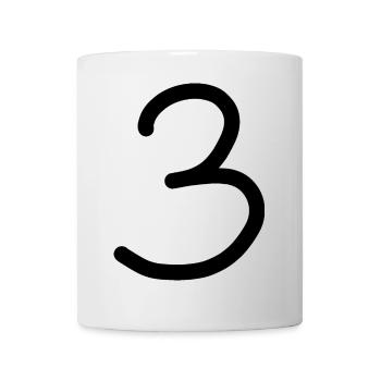 3 Nummer drei Zahl schwarz Geburtstag - Tasse - Weiß - Vorne