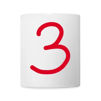 3 Nummer drei Zahl rot Geburtstag - Tasse - Weiß - Vorne
