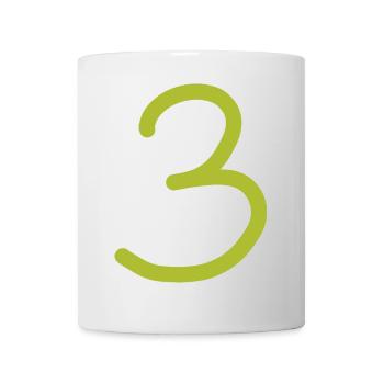 3 Nummer drei Zahl grün Geburtstag - Tasse - Weiß - Vorne