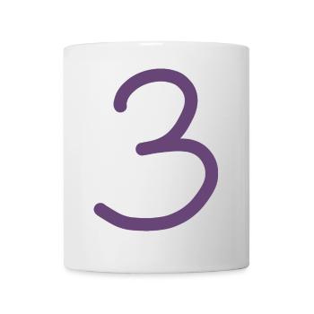 3 Nummer drei Zahl violett Geburtstag - Tasse - Weiß - Vorne