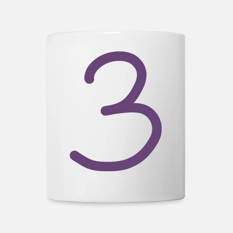 3 Nummer drei Zahl violett Geburtstag - Tasse - Weiß