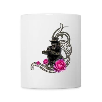 Un drôle de singe steampunk lit un livre - Mug blanc - blanc - Devant