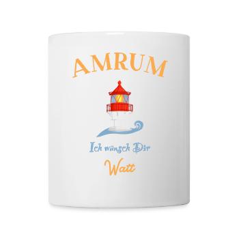 Amrum, Leuchtturm Norddorf, Ich wünsch Dir Watt - Tasse - Weiß - Vorne
