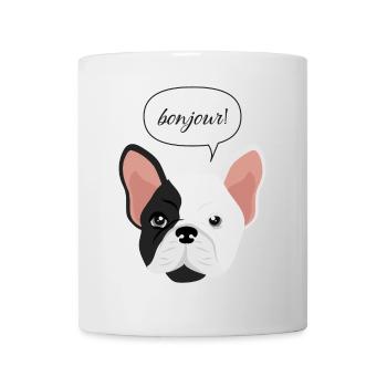 Französische Bulldogge Bonjour - Tasse - Weiß - Vorne