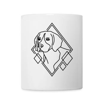 Beagle en forme géométrique - Conception d’art au trait - Mug blanc - blanc - Devant