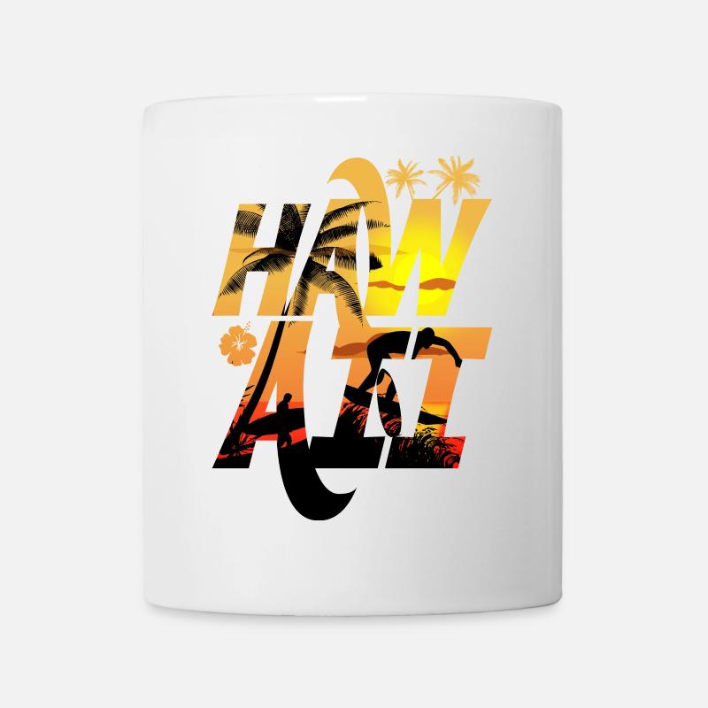 Surf et Palmiers au Soleil Hawaii - Mug blanc - blanc