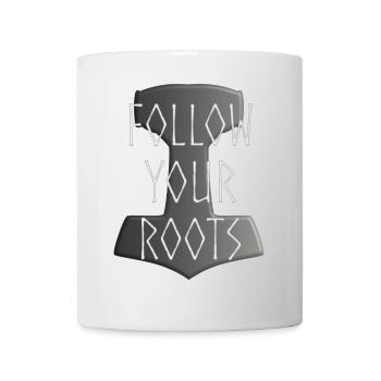 Mjölnir Donar Hammer Thor - Suivez votre gris Roots - Mug blanc - blanc - Devant