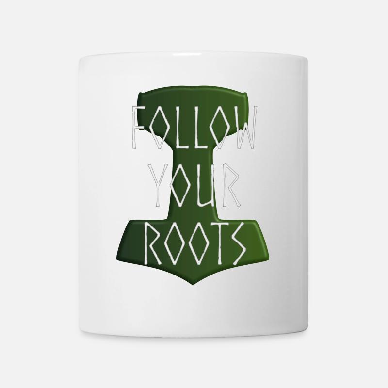 Follow your Roots - Hammer Donar Thor Mjölnir - Tasse - Weiß