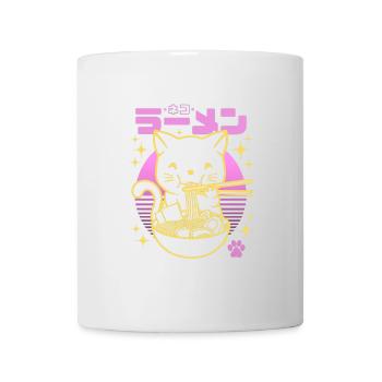 Pink Neon Serie: Golden Ramen Sunset Cat - Tasse - Weiß - Vorne