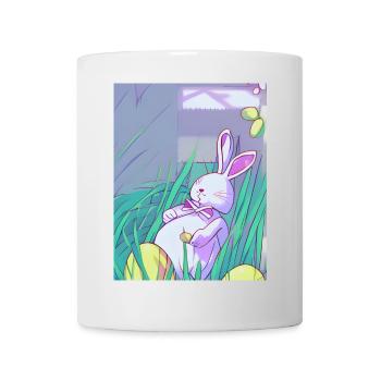 Pastell Osterhase im Frühlingsgras - Tasse - Weiß - Vorne