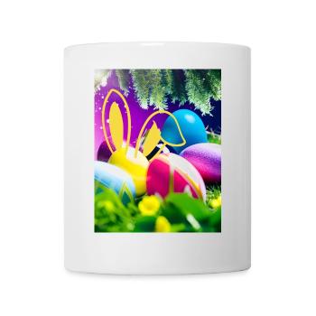 Œufs de Pâques avec contour de lapin Oreilles de lapin - Mug blanc - blanc - Devant