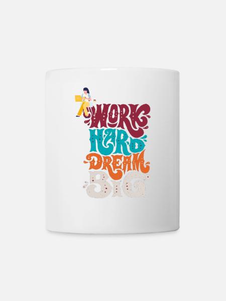 Travail Dur Rêve Grand — Typo rétro colorée - Mug blanc - blanc