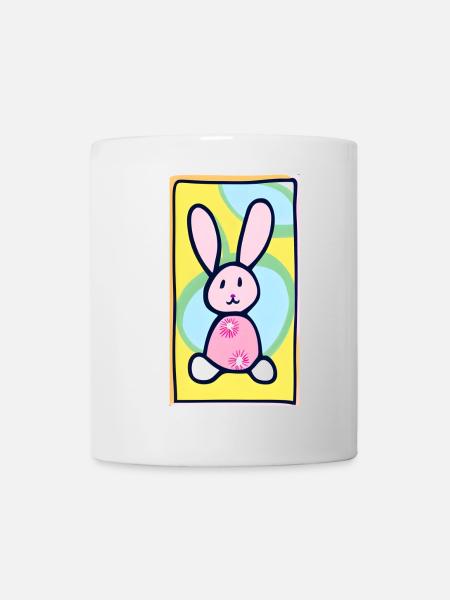 Lapin de Pâques Pastel Bunny sur fond jaune - Mug blanc - blanc