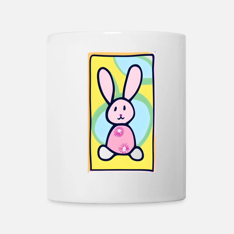 Pastel Bunny Easter Bunny on Yellow Background - Mug - white