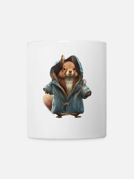 Design mit einem Eichhörnchen was eine Jacke trägt - Tasse - Weiß