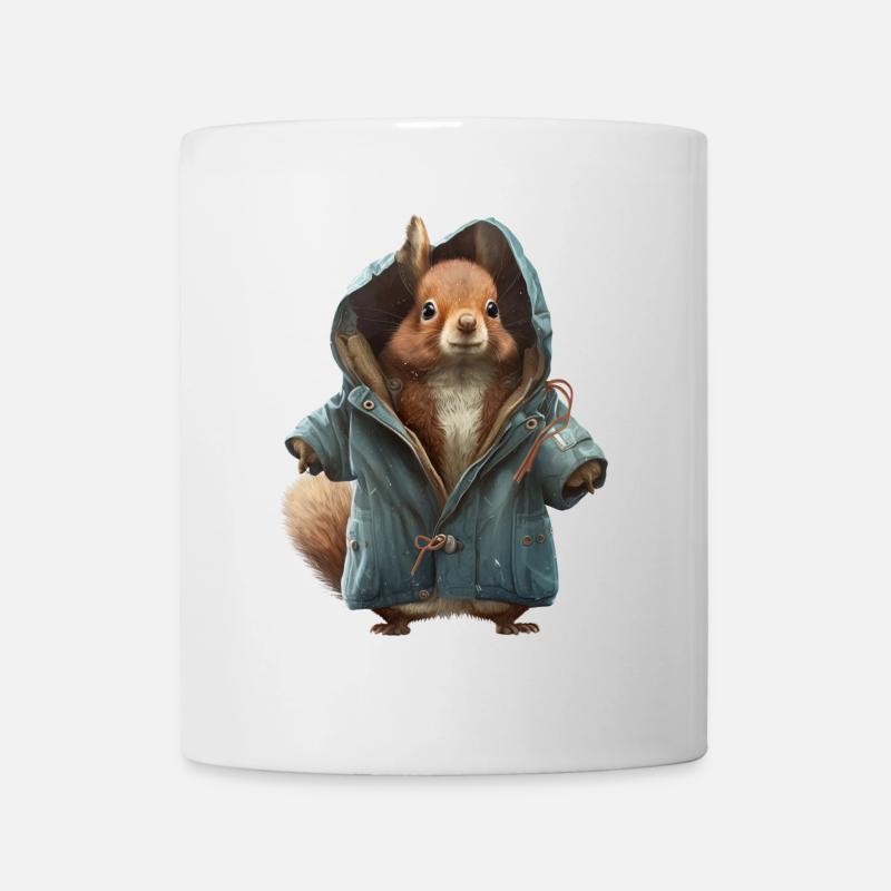 Design mit einem Eichhörnchen was eine Jacke trägt - Tasse - Weiß