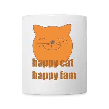 Happy Cat Happy Fam - Mug blanc - blanc - Devant