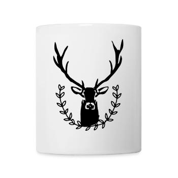 Hirsch mit Lorbeerkranz - Tasse - Weiß - Vorne