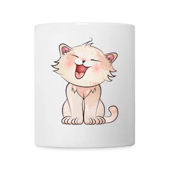 Mignon chat miaulé dans le style comique - Mug blanc - blanc - Devant