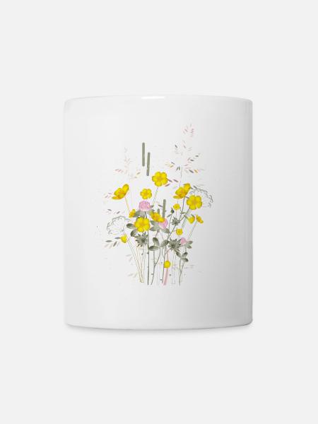 prairie de renoncules jaune vif pleine d’harmonie - Mug blanc - blanc